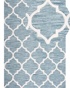 Teppich Hellblau 160 X 230 Cm Marokkanisches Muster Kurzflor Yalova