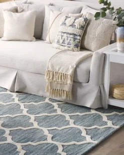Teppich Hellblau 160 X 230 Cm Marokkanisches Muster Kurzflor Yalova
