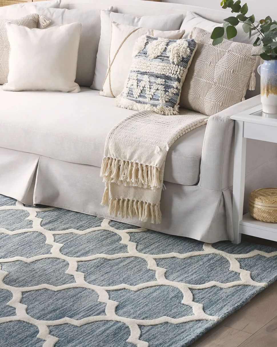 Teppich Hellblau 160 X 230 Cm Marokkanisches Muster Kurzflor Yalova