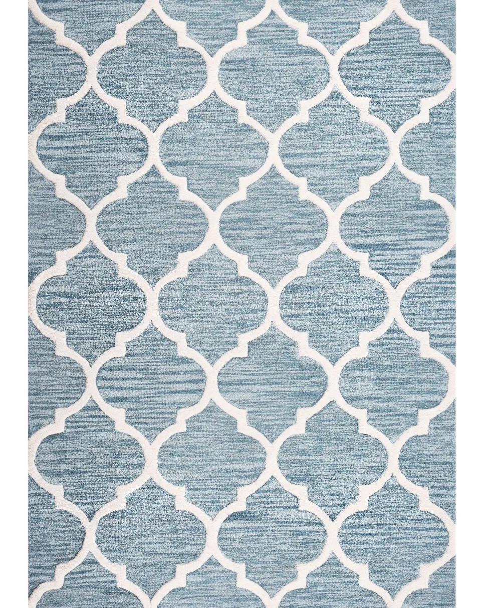 Teppich Hellblau 160 X 230 Cm Marokkanisches Muster Kurzflor Yalova