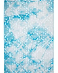 Teppich Hellblau 140 X 200 Cm Marokkanisches Muster Kurzflor Elazig