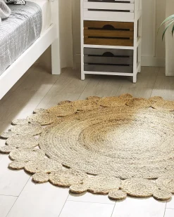 Teppich Jute Beige 120 Cm Kurzflor Zweiseitig Golgen