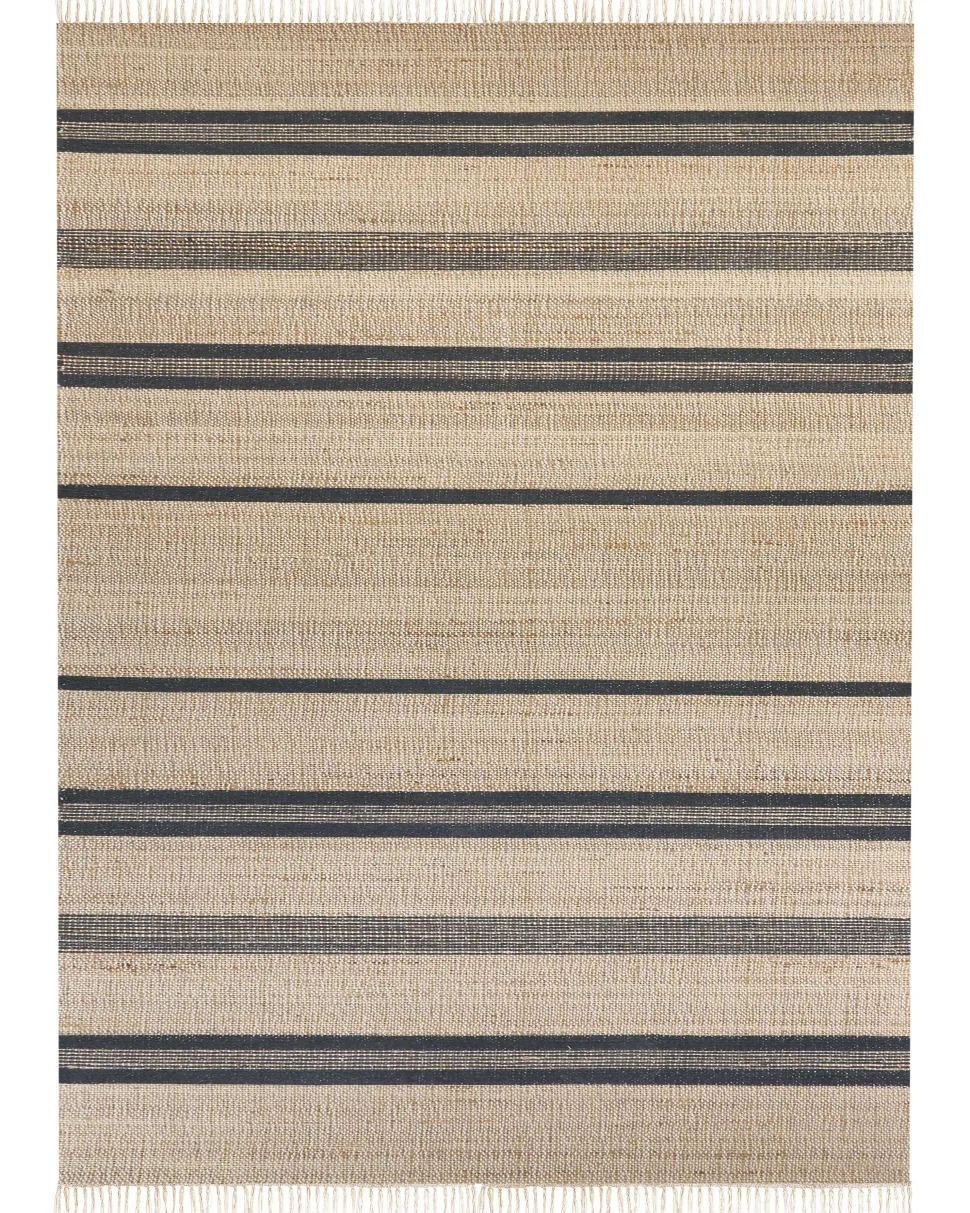 Teppich Jute Beige / Graphitgrau 160 X 230 Cm Streifenmuster Kurzflor Zweiseitig Talpur