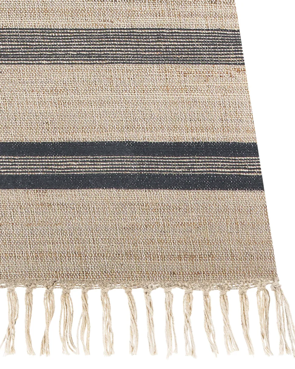 Teppich Jute Beige / Graphitgrau 160 X 230 Cm Streifenmuster Kurzflor Zweiseitig Talpur