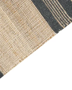 Teppich Jute Beige / Graphitgrau 160 X 230 Cm Streifenmuster Kurzflor Zweiseitig Talpur