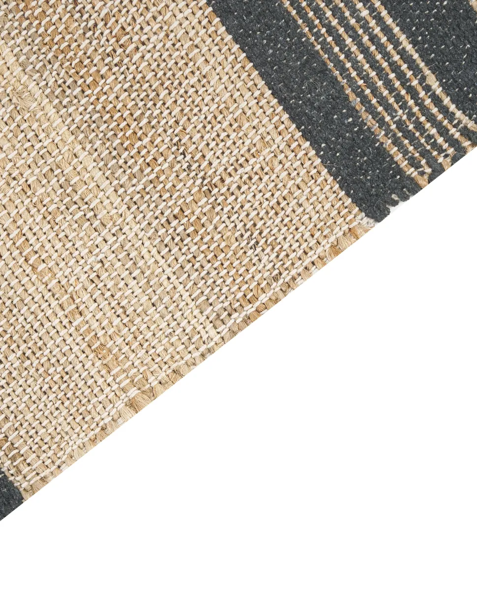Teppich Jute Beige / Graphitgrau 160 X 230 Cm Streifenmuster Kurzflor Zweiseitig Talpur