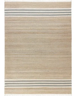 Teppich Jute Beige / Grau 160 X 230 Cm Streifenmuster Kurzflor Zweiseitig Mirza