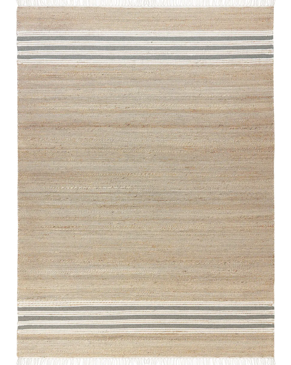 Teppich Jute Beige / Grau 160 X 230 Cm Streifenmuster Kurzflor Zweiseitig Mirza