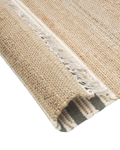 Teppich Jute Beige / Grau 160 X 230 Cm Streifenmuster Kurzflor Zweiseitig Mirza