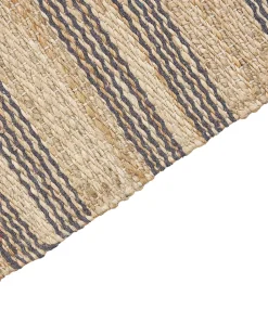 Teppich Jute Beige / Grau 160 X 230 Cm Streifenmuster Kurzflor Zweiseitig Budho