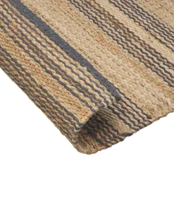 Teppich Jute Beige / Grau 160 X 230 Cm Streifenmuster Kurzflor Zweiseitig Budho