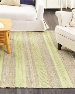 Teppich Jute Beige / Hellgrun 160 X 230 Cm Streifenmuster Kurzflor Zweiseitig Talpur