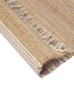 Teppich Jute Beige / Pastellrosa 160 X 230 Cm Streifenmuster Kurzflor Zweiseitig Mirza