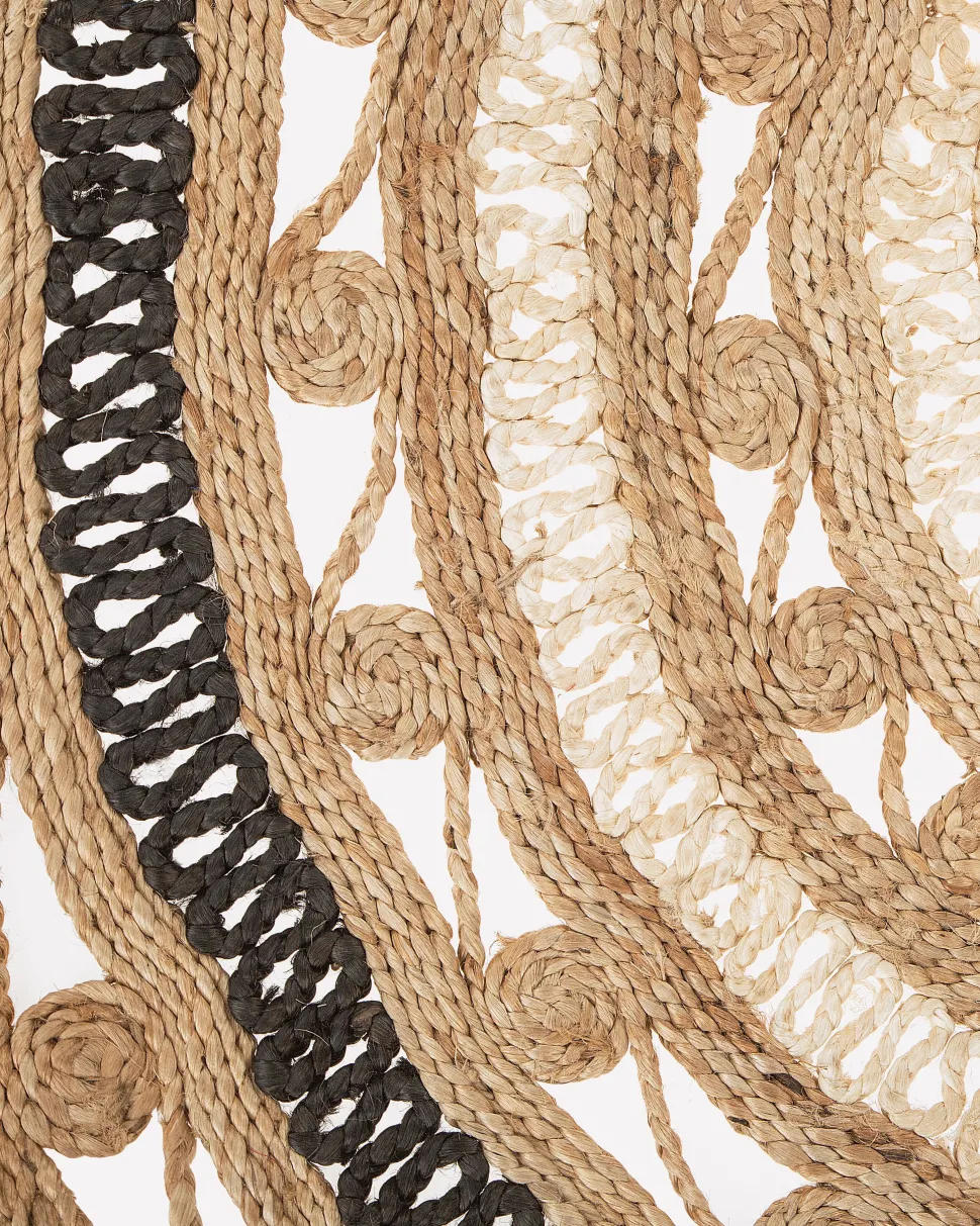 Teppich Jute Beige / Schwarz 140 Cm Kurzflor Goyne