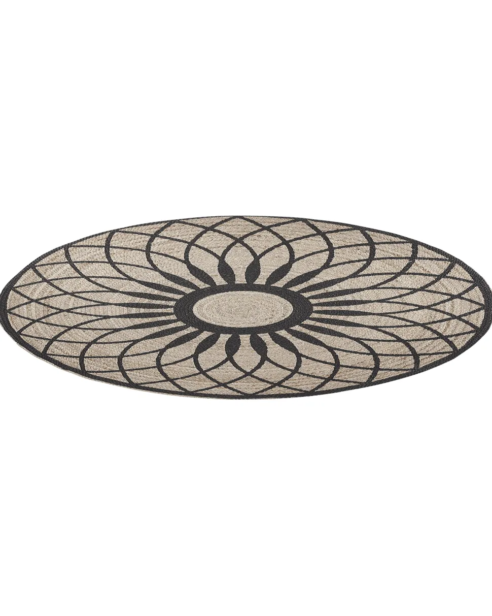 Teppich Jute Beige / Schwarz 140 Cm Kurzflor Kullar