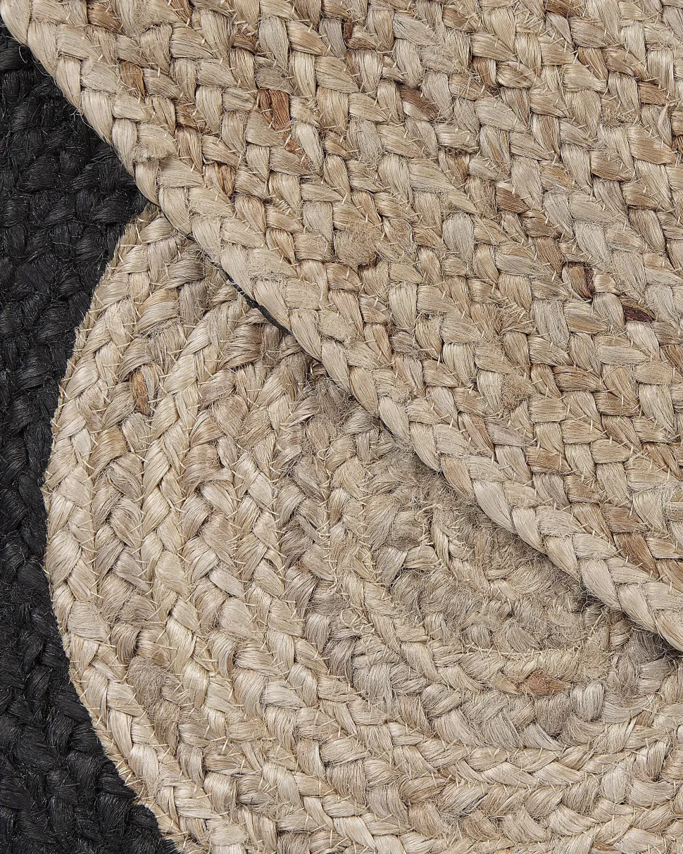 Teppich Jute Beige / Schwarz 140 Cm Kurzflor Kullar