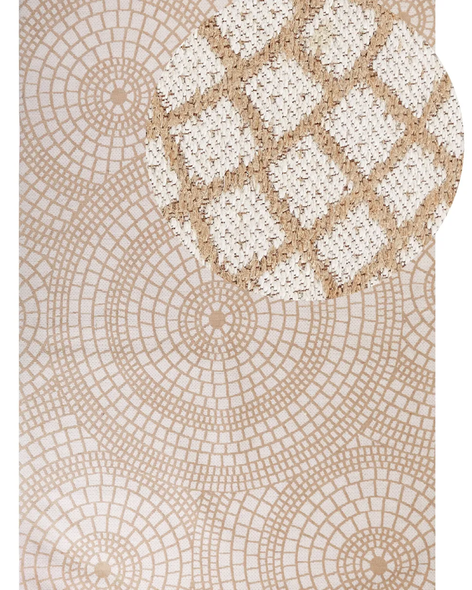 Teppich Jute Beige / Weis 160 X 230 Cm Geometrisches Muster Kurzflor Ariba