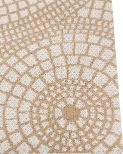 Teppich Jute Beige / Weis 160 X 230 Cm Geometrisches Muster Kurzflor Ariba
