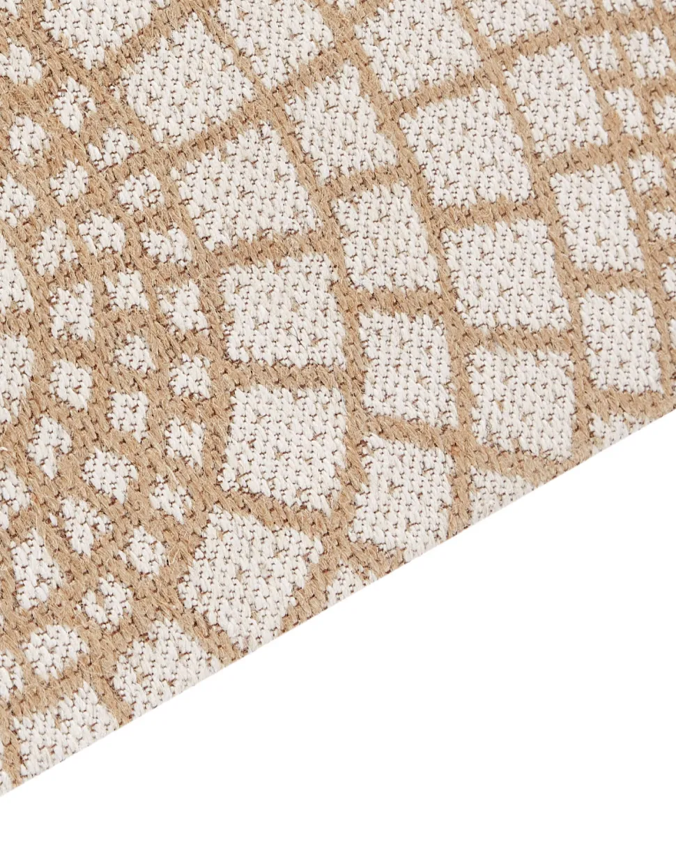 Teppich Jute Beige / Weis 160 X 230 Cm Geometrisches Muster Kurzflor Ariba