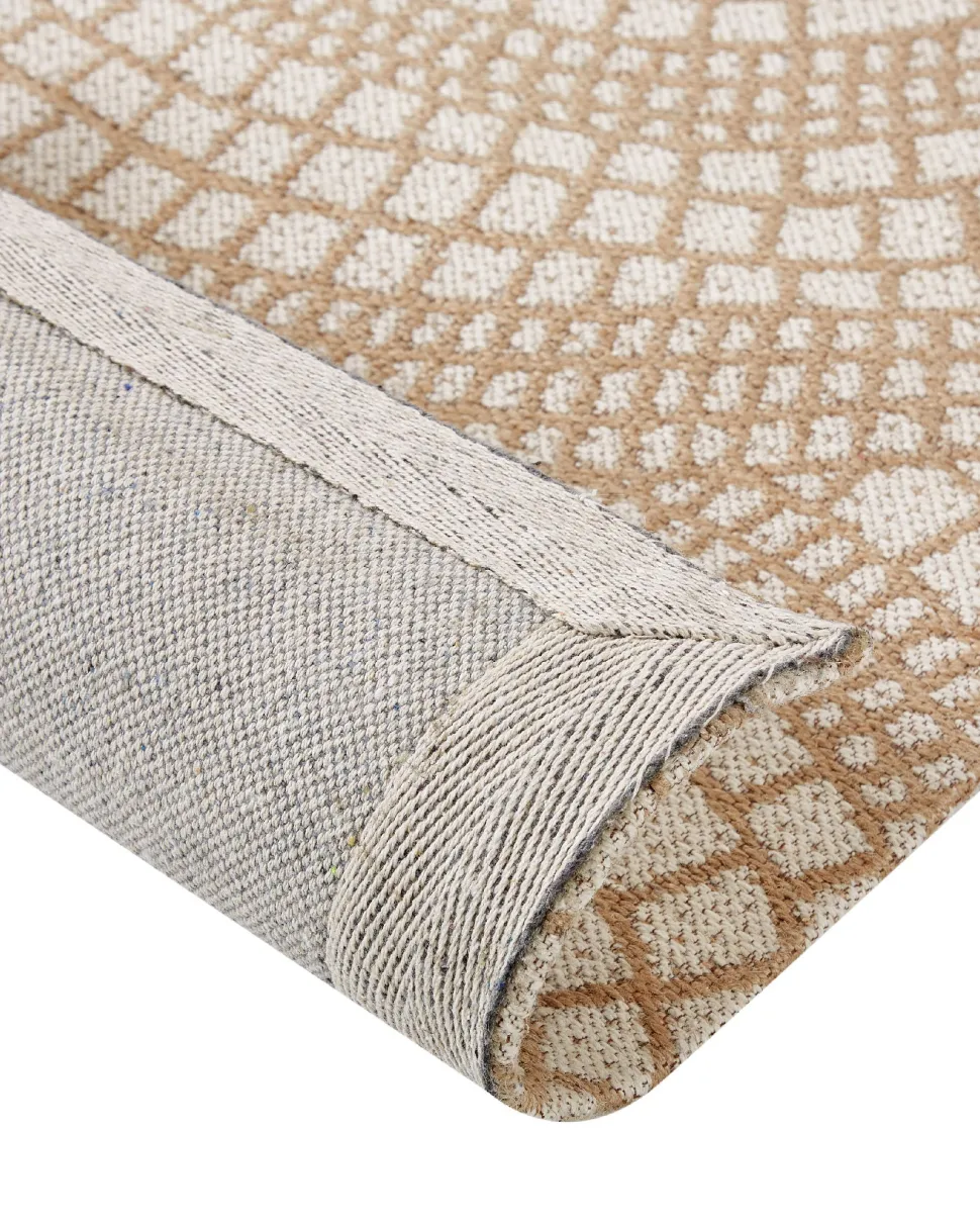 Teppich Jute Beige / Weis 160 X 230 Cm Geometrisches Muster Kurzflor Ariba