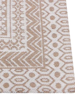 Teppich Jute Beige / Weis 160 X 230 Cm Geometrisches Muster Kurzflor Baglar