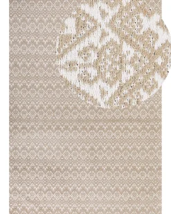Teppich Jute Beige 160 X 230 Cm Geometrisches Muster Kurzflor Atima