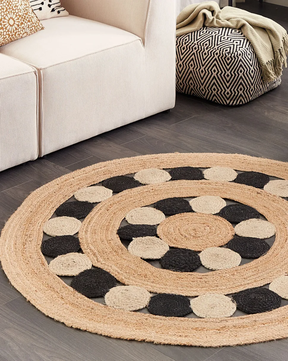 Teppich Jute Beige/Schwarz 140 Cm Hovit