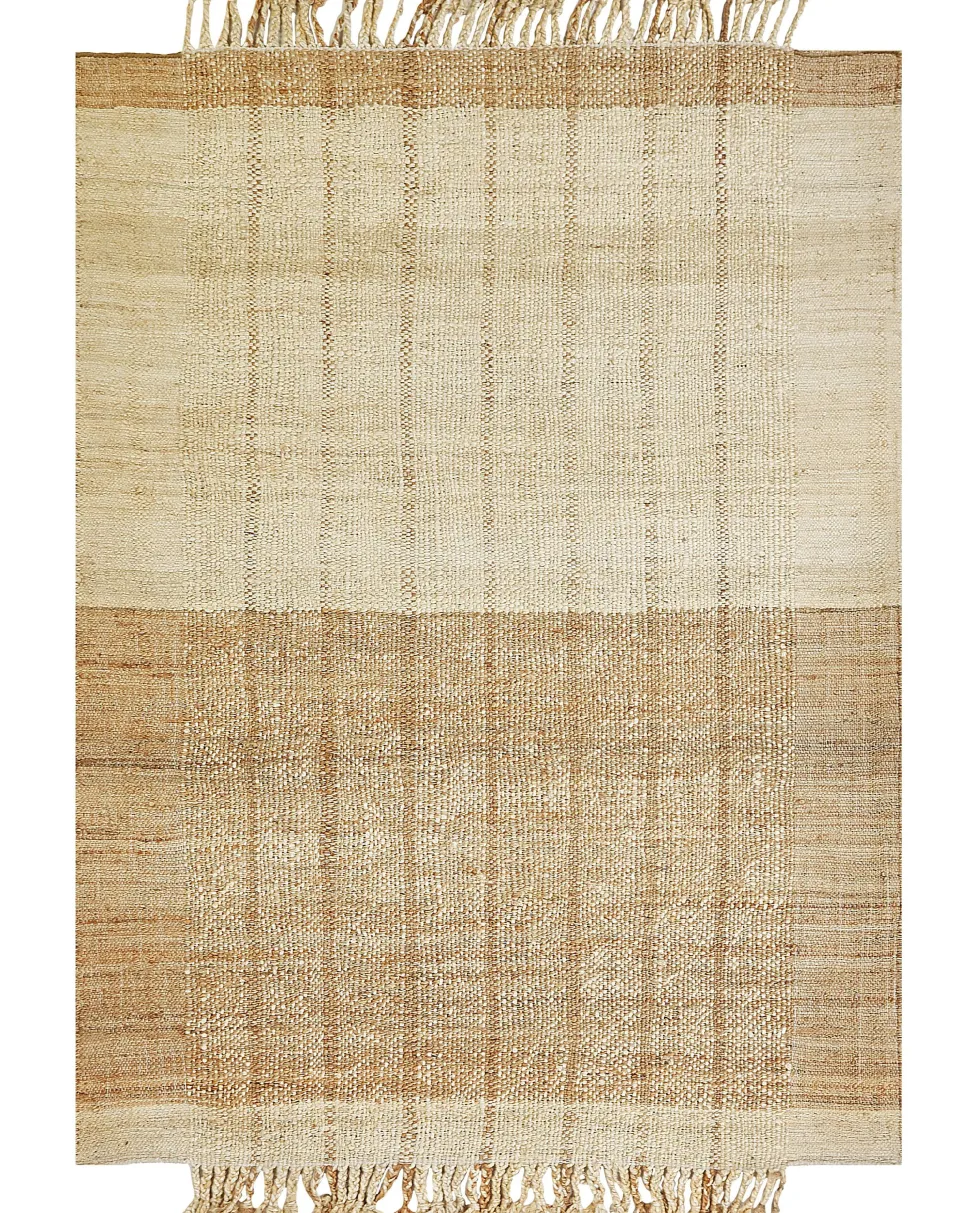 Teppich Jute Hellbeige / Braun 200 X 300 Cm Streifenmuster Kurzflor Karkin