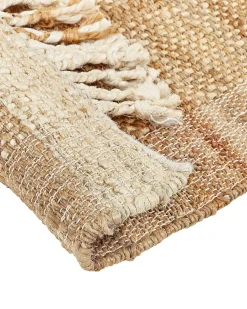 Teppich Jute Hellbeige / Braun 200 X 300 Cm Streifenmuster Kurzflor Karkin
