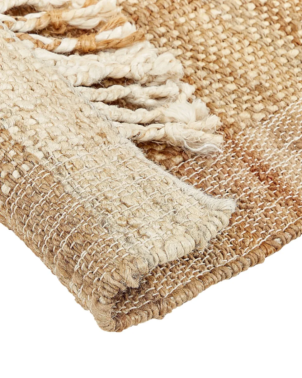 Teppich Jute Hellbeige / Braun 200 X 300 Cm Streifenmuster Kurzflor Karkin