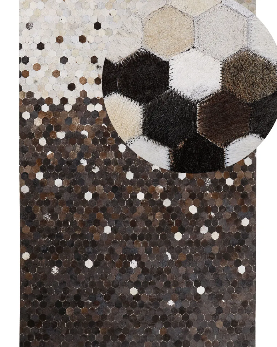 Teppich Kuhfell Beige / Braun 160 X 230 Cm Patchwork Kurzflor Eyim
