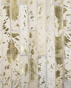 Teppich Kuhfell Beige / Gold 160 X 230 Cm Patchwork Kurzflor Tokul