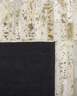 Teppich Kuhfell Beige / Gold 160 X 230 Cm Patchwork Kurzflor Tokul