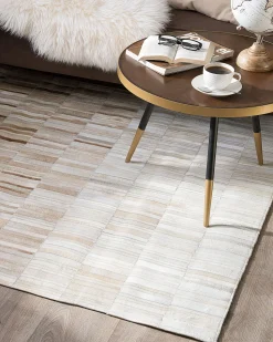 Teppich Kuhfell Beige 160 X 230 Cm Patchwork Kurzflor Yagda