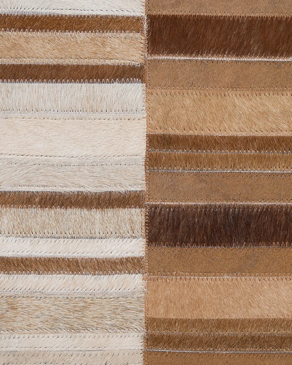 Teppich Kuhfell Beige 160 X 230 Cm Patchwork Kurzflor Yagda