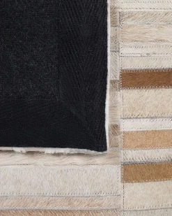 Teppich Kuhfell Beige 160 X 230 Cm Patchwork Kurzflor Yagda