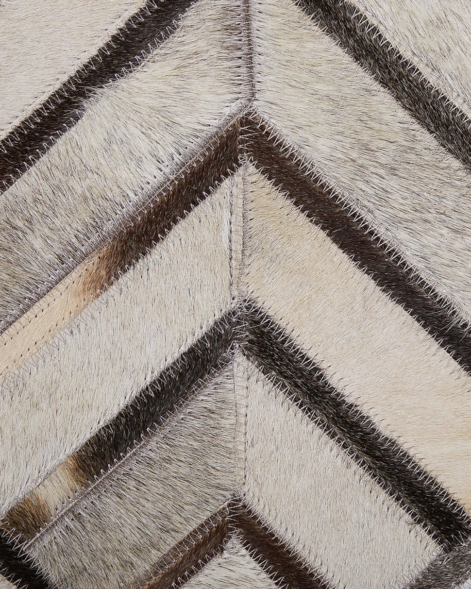 Teppich Kuhfell Beige-Grau 160 X 230 Cm Geometrisches Muster Kurzflor Tekir