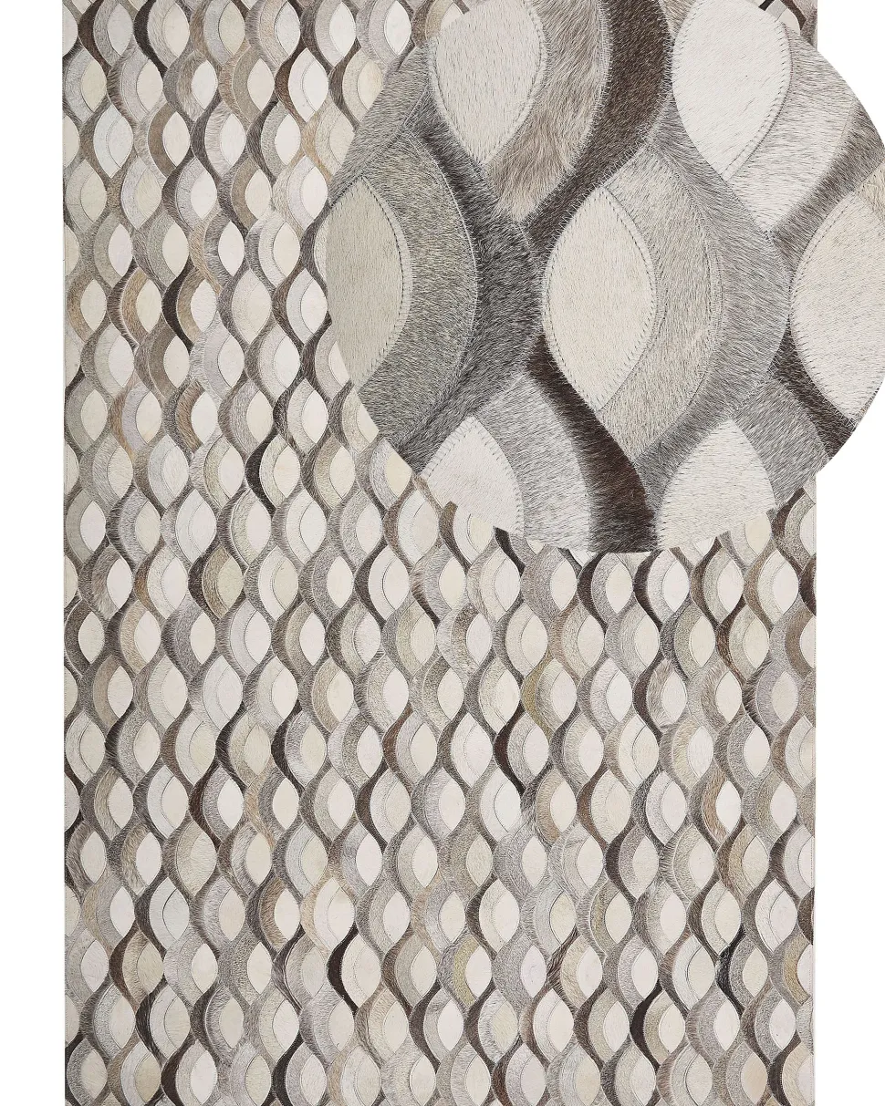 Teppich Kuhfell Braun / Beige 160 X 230 Cm Patchwork Kurzflor Kirca