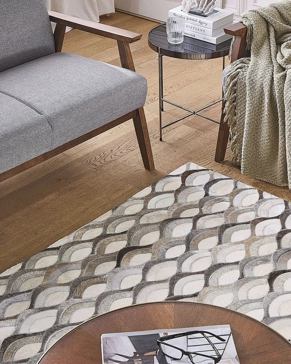 Teppich Kuhfell Braun / Beige 160 X 230 Cm Patchwork Kurzflor Kirca