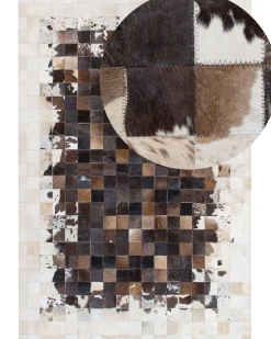 Teppich Kuhfell Braun / Beige 160 X 230 Cm Patchwork Kurzflor Okculu