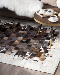 Teppich Kuhfell Braun / Beige 160 X 230 Cm Patchwork Kurzflor Okculu