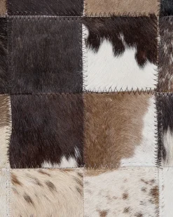 Teppich Kuhfell Braun / Beige 160 X 230 Cm Patchwork Kurzflor Okculu