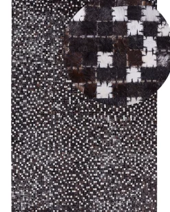 Teppich Kuhfell Braun / Silber 160 X 230 Cm Geometrisches Muster Kurzflor Akkese