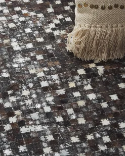 Teppich Kuhfell Braun / Silber 160 X 230 Cm Geometrisches Muster Kurzflor Akkese