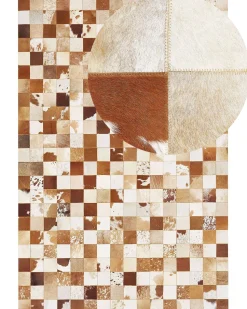 Teppich Kuhfell Braun / Weis 160 X 230 Cm Patchwork Kurzflor Camili