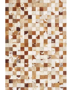Teppich Kuhfell Braun / Weis 160 X 230 Cm Patchwork Kurzflor Camili