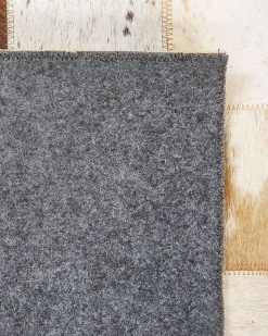 Teppich Kuhfell Braun / Weis 160 X 230 Cm Patchwork Kurzflor Camili