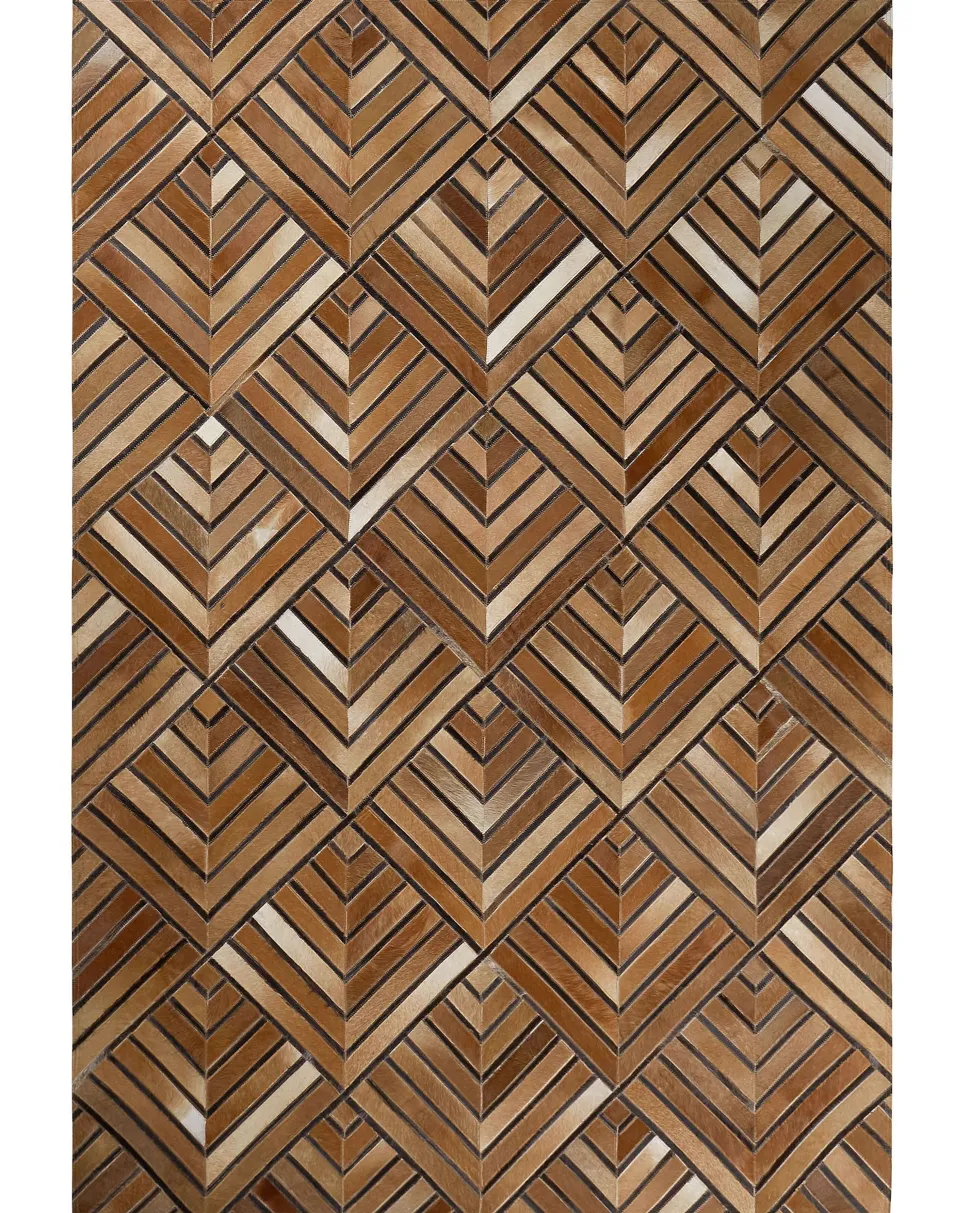 Teppich Kuhfell Braun 160 X 230 Cm Geometrisches Muster Kurzflor Tekir
