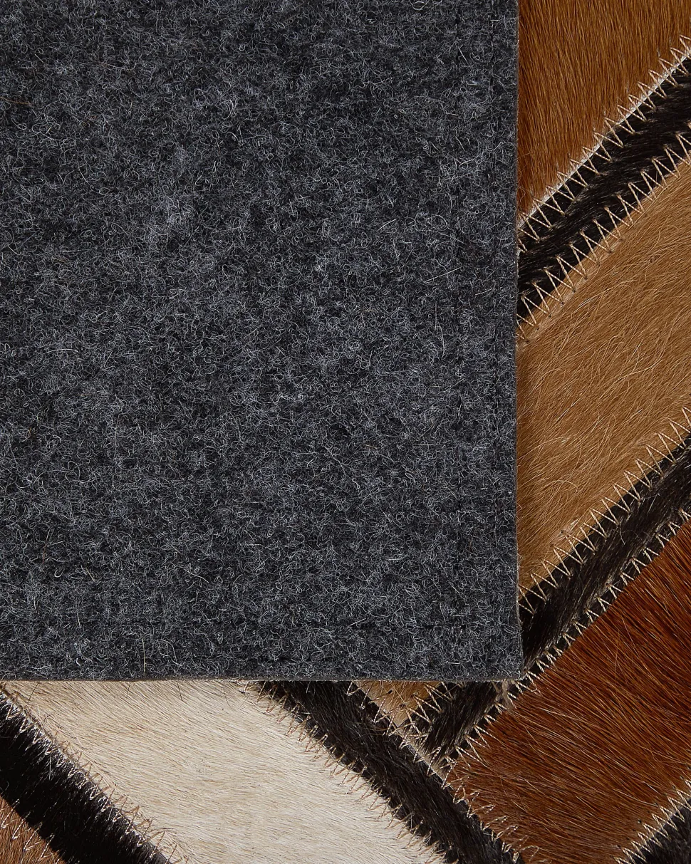 Teppich Kuhfell Braun 160 X 230 Cm Geometrisches Muster Kurzflor Tekir