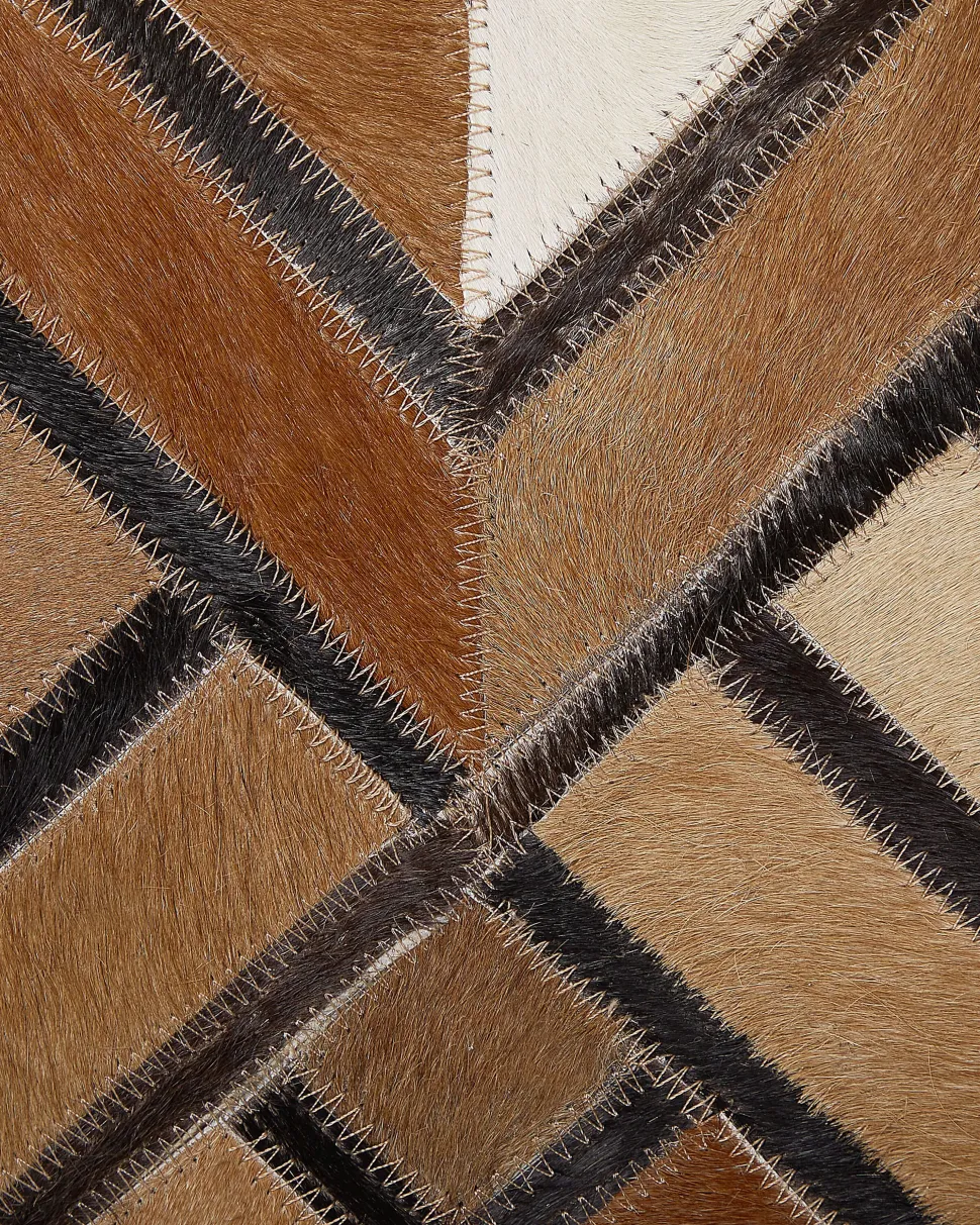 Teppich Kuhfell Braun 160 X 230 Cm Geometrisches Muster Kurzflor Tekir